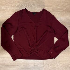 Express Burgundy V-Neck Blouse